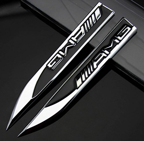 2 adesivi per auto in metallo a forma di lama, emblema nero AMG serie A B C E S R