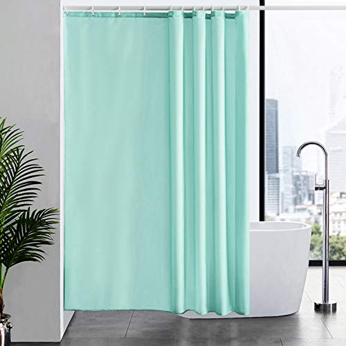 Furlinic Tende Doccia Anti-Muffa Tessuto in Poliestere Verde Tende Doccia Angolare Impermeabile Lavabile Tenda Vasca da Bagno con 12 Ganci Tenda Doccia 180x200cm.