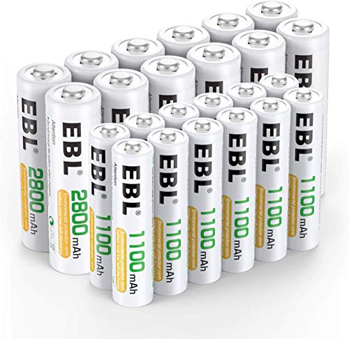 EBL 24pcs AA AAA Ni-MH Batterie Ricaricabili Combinate, Confezione 12 X 2800mAh AA Pile Ricaricabili & 12 X 1100mAh AAA Pile Ricaricabili