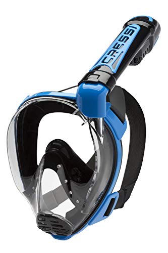 Cressi Duke, Maschera Integrale Grande Visione Snorkeling con Tubo Dry Unisex Adulto, Nero (Black/Blue), M/L