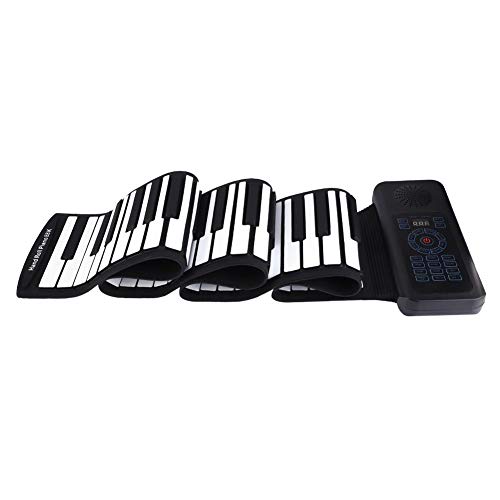 88 Tasti Roll Up Piano, Aggiornamento Versione Portatile Tastiera Elettronica Flessibile per Piano 128 toni 128 Brani Ritmici Piano Avvolgibile a Mano con Uscita MIDI USB per Principianti, Bambini
