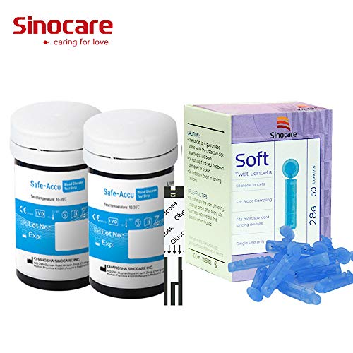Glucosio nel sangue strisce di prova 50 + lancette 50 per Sinocare Blood Sugar monitor kit Safe Accu