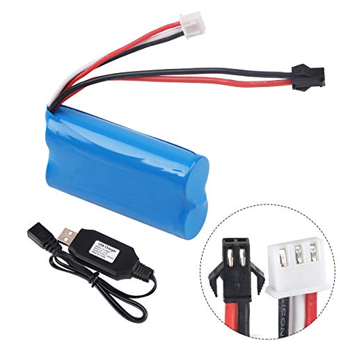Hootracker 7.4V 1500mAh Battery 15C SM Plug with USB Charger for RC Car Boat Spare Parts Accessories