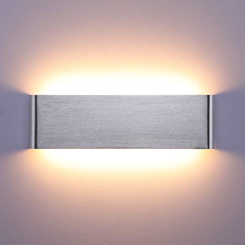 Lightess 16W Lampada da Parete LED Applique da Parete Interno Moderno Lampada a Muro Luce in Alluminio per Soggiorno Camera da Letto Scale Corridoio (bianco caldo, argento)