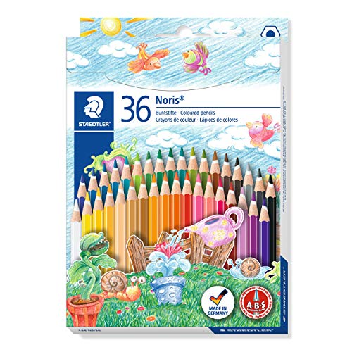 STAEDTLER matite colorate Noris, confezione da 36 colori con mine anti-rottura (sistema ABS), 144 ND36
