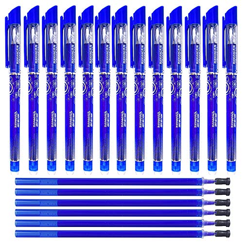 (42 Pezzi) Kit 12 Penne Cancellabili Blu + 30pz Ricariche per Penne Punta Stabile 0.5 mm