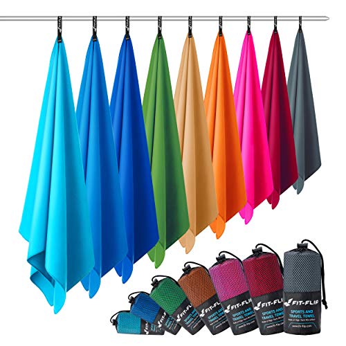 Asciugamano microfibra – in tutte le misure / 12 colori – compatto & ad asciugatura rapida – asciugamani sportivi, asciugamani da mare e asciugamani da viaggio (60x120cm verde muschio + borsa)