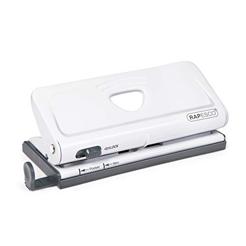 Rapesco Perforatore a 6 Fori Regolabile Diary Punch, Fora Fino a 10 Fogli, Bianco