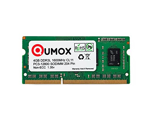 QUMOX 4GB 204 pin DDR3L-1600 SO-DIMM (1600Mhz, PC3L-12800S, CL11, 1.35V, Low Voltage)
