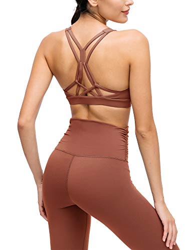 EVELIFE Donna Reggiseno Sportivo, Reggiseno Senza Ferretto Imbottito, Reggiseni Sportivo con Spalline Incrociate, Sports Bra per Yoga Fitness Gym(Rosa M)