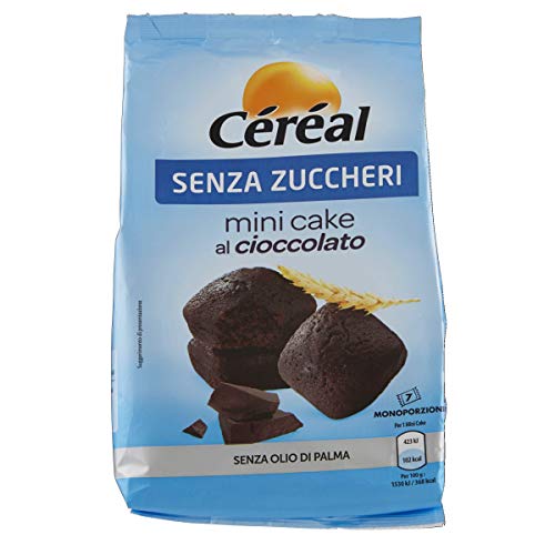 Céréal Mini Cake SENZA ZUCCHERO con Cioccolato UTZ, merendine dolci senza zuccheri - 200 g
