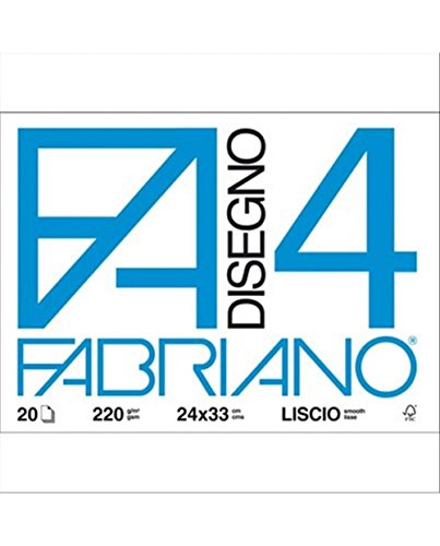 Fabriano 05200797 Disegno 4, Liscio, 33 x 48 cm, 220 G/Mq, 20 Fogli