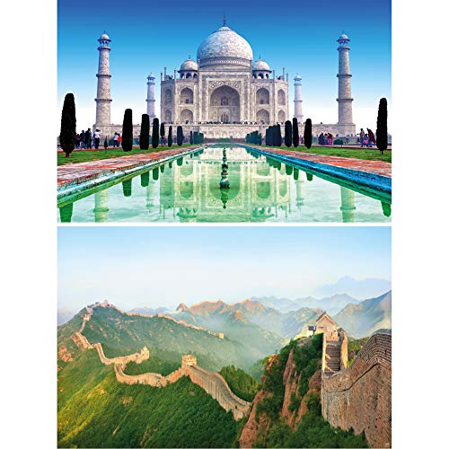 GREAT ART Set di 2 Poster XXL – Edifici Culturali – Taj Mahal & Grande Muraglia Cinese Cina Tempio India Paesaggio Giardino Tomba Confine Decorazione Murale Foto Poster (140 x100cm)