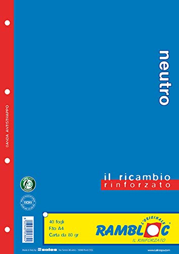 Ricambio rinforzato Rambloc Pacco da 4 Ricambi A4 Neutro (160 fogli totali)