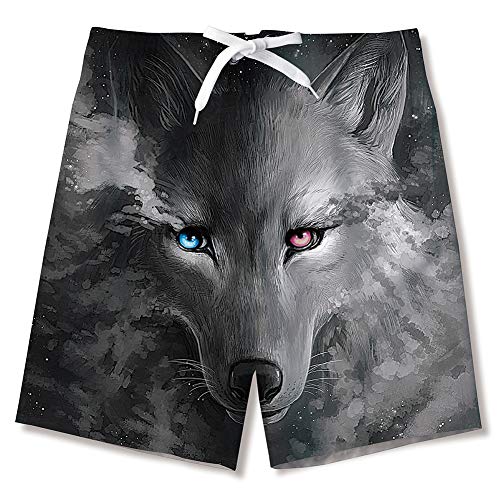 Fanient Costume da Bagno Lupo Stampato 3D Trunks novità Bordo Grafico Shorts Teen Boys Costume da Bagno Impermeabile sopra Il Ginocchio