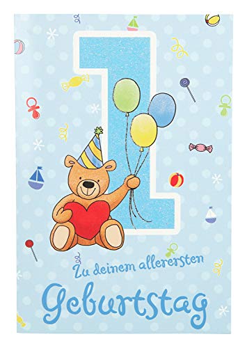 Depesche 5698.001 - Biglietto di auguri con musica, 1° compleanno, colore: Blu