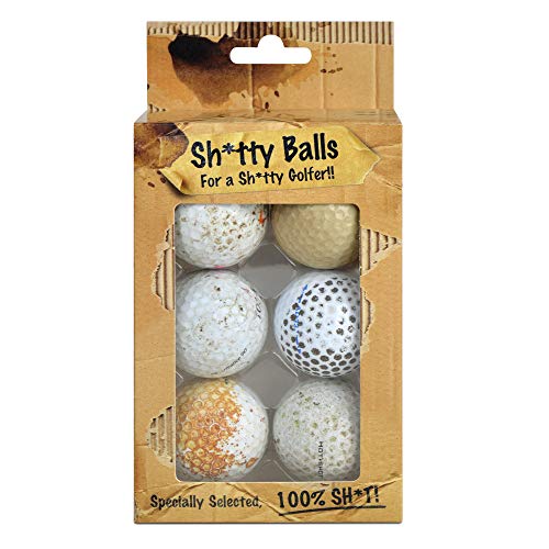 On Par - Confezione da 6 palline da golf Sh*tty, colore bianco, confezione da 6