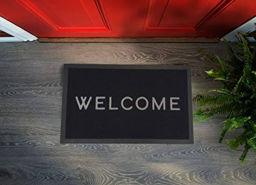 Floorcover Premium Zerbino antiscivolo – Zerbino per porta e sporco in tonalità di grigio mantiene lo sporco fuori e la casa pulita (nero welcome, 45 x 75 cm)