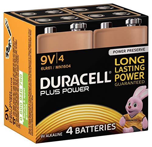 Duracell Plus Power batteria non-ricaricabile Alcalino 9 V, Confezione da 4