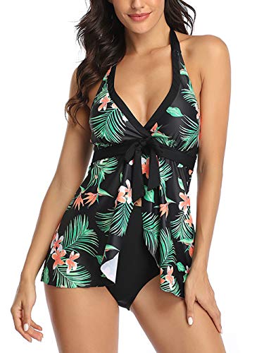 FLYILY Costume da Bagno Due Pezzi Tankini Set Beachwear Moda Stampa Costumi da Bagno Set con Boyshort