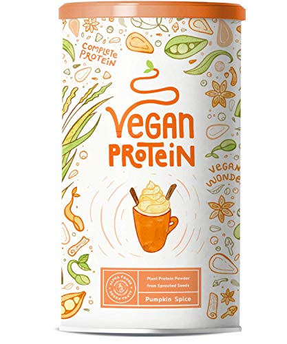 Proteine Vegane | PUMPKIN SPICE | Proteine vegetali di riso e piselli germogliati, semi di lino, amaranto, semi di girasole, semi di zucca | 600 g in polvere con aroma naturale alla Zuccha Speziata