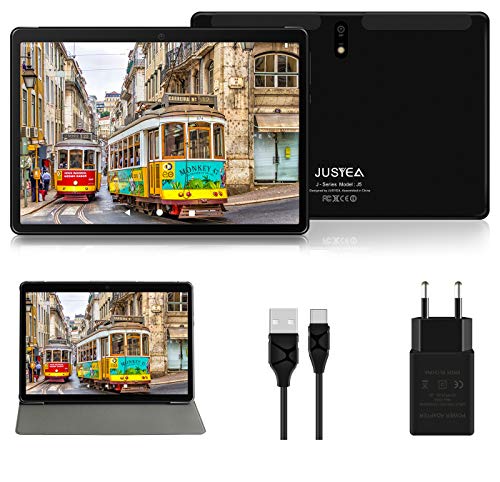 Tablet 10 Pollici Android 10.0 Tablets Ultra-Portatile - 64GB Espandibile | RAM 4GB(Certificazione GOOGLE GMS) JUSYEA - 8000mAh Batteria - WIFI —Custodia di Alta Qualità - Nero