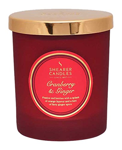 Shearer Candles Cranberry e Zenzero Candela profumata in Barattolo con Coperchio Oro, Rosso