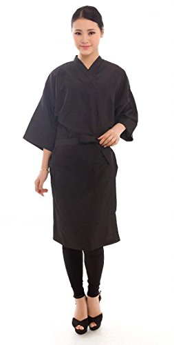 Camice Cliente Stile Kimono per Salone Parrucchiere- 110 cm, 43 inches di Lunghezza (Nero)