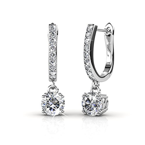 Cate & Chloe McKenzie Charming oro bianco 18 K Swarovski orecchini, orecchini pendenti in cristallo solitario W