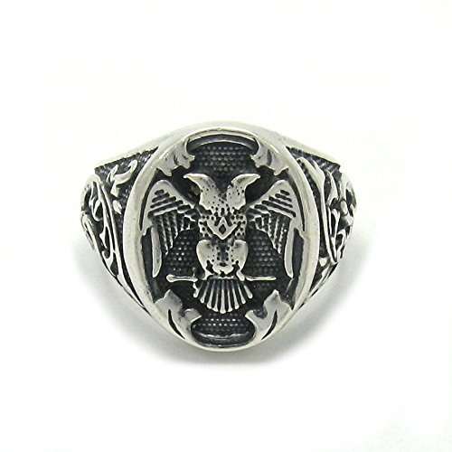 Anello da uomo in Argento 925 aquila a due punte R001405