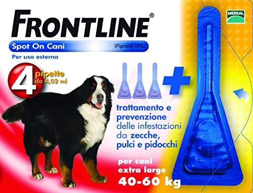 Frontline Spot On Antiparassitario 4 Pipette Per Cani XL Da 40 a 60 kilogramm