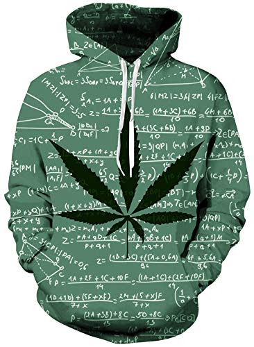 Loveternal Felpa Uomo 3D Stampa Erba Felpe con Cappuccio Pullover Weed Hoodie Manica Lunga Galaxy Sweatshirt con Tasche L