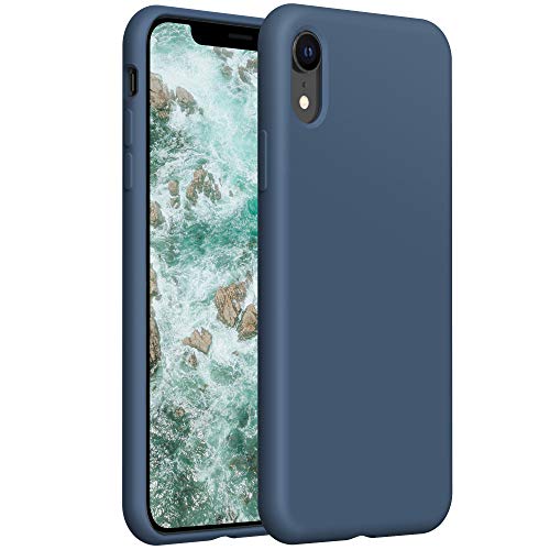 YATWIN Compatibile con Cover iPhone XR, Custodia per iPhone XR Silicone Liquido, Protezione Completa del Corpo con Fodera in Microfibra, Compatibile con iPhone XR 6,1'', Blu Notte