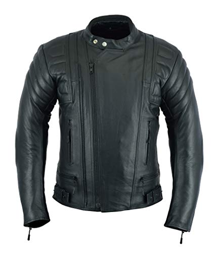 Giacca corazzata da uomo, per motocicletta e sport, altamente protettiva, in pelle (pieno fiore), colore nero, LJ-2020MR