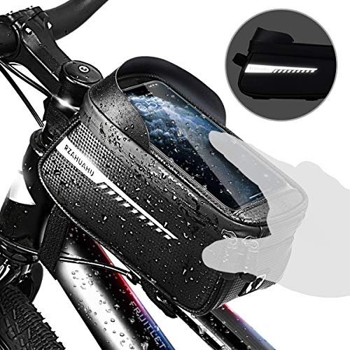 Borsa Telaio Bici Impermeabile, MTB Borsa Bicicletta per Smartphone Sotto 6,5 Pollici, Fruitlet® Borsa da Manubrio per Biciclette 1,5 L con Parasole Jack per Auricolari Touch Screen Sensibile