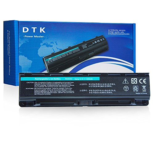 DTK® portatile nuovo batteria di ricambio per Toshiba part number PA5023U-1BRS, PA5024U-1BRS, PA5025U-1BRS, PA5026U-1BRS, PABAS259, PABAS260, PABAS261, PABAS262, 6cells 5200 mAh Satellite L850 Series battery w/ 12 Months Warranty