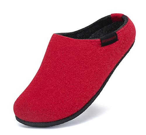 Mishansha Warm Scarpe di Cotone Bambini Feltro Ciabatte Inverno Pantofole da Casa Morbido Rosso 30 EU