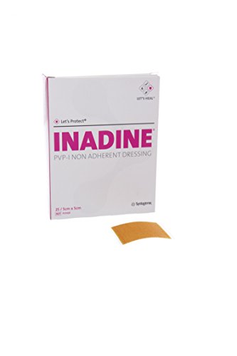Inadine JKP01481 PVP-I medicazione non aderente, sterile, 5 cm di larghezza, 5 cm di lunghezza (confezione da 25)