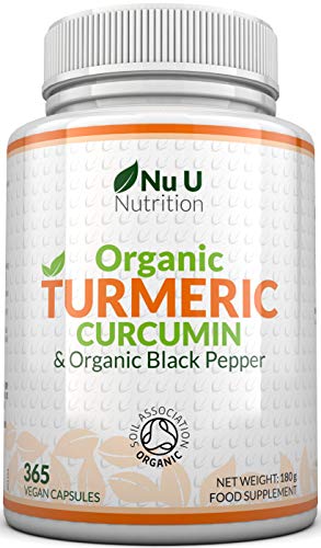 Curcuma Curcumina Biologica 600mg, 365 Capsule (Scorta per 1 Anno) con Pepe Nero Biologico | Adatto a Vegetariani e Vegani | Certificato Biologico SOIL ASSOCIATION e Prodotto in UK da Nu U Nutrition