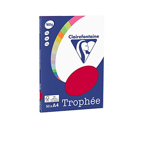 Clairefontaine 4162C Trophée Mini ReSMA de carta, 50 fogli, A4, 160 g, Rosso uva spina