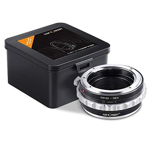 K&F Concept - Adattatore per obiettivo Nikon G AF-S F AIS AI su fotocamera Sony E-Mount NEX per Sony Alpha A7, A6000, A6300, A6500, A5000, A5100, NEX 7, NEX 5, NEX 5N, NEX 6, NEX 3N