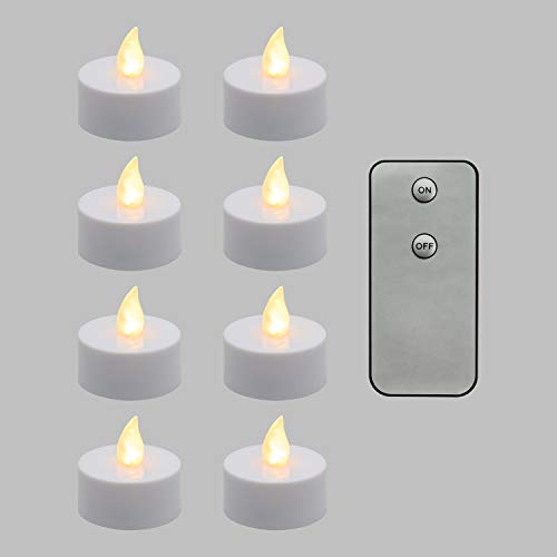 XMASKING 8 Tea Light a Batteria, LED Bianco Caldo, Effetto Fiamma, Telecomando ON/off, Interno, candeline LED, Candele Decorative, luci di Natale