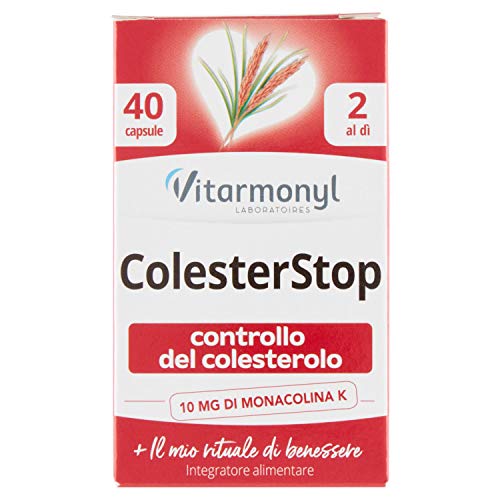 Vitarmonyl COLESTERSTOP • Integratore 40 capsule • Benessere cardio-vascolare • con 10mg di Monacolina K • Registrato Ministero Salute Italiano