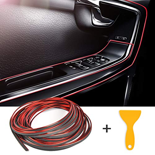 YOTINO Decorazione Interni Auto 10M Modanature Decorazione per Interni ed Esterni di Auto Strisce Rosse Giulietta