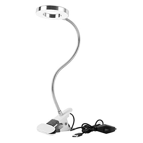 Lampada Estetista LED USB Dimmerabile Portatile, Luce Calda e Fredda con Clip e Lampada a Collo di Cigno Flessibile per Trucco Tattoo Nail Art Bellezza [Classe di efficienza energetica A]