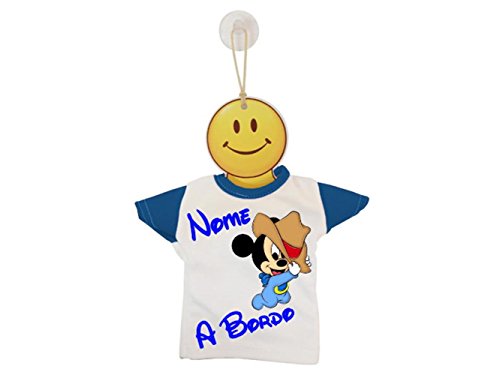 ATELIER DEL RICAMO Mini T-Shirt Bimbo A Bordo Bicolore Topolino Cow Boy-Nero/Bianco