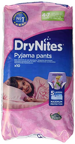 Drynites Mutandine Assorbenti per la Notte da Bambina, 17-30 Kg, (4 - 7 anni) 2 Pack de 3 x 10 pannolini