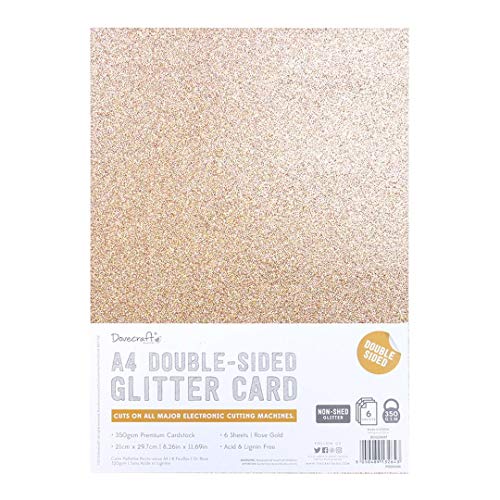 Dovecraft DCGCD037 Double Sided Glitter Pack Gold-300gsm, Rose Gold, A4