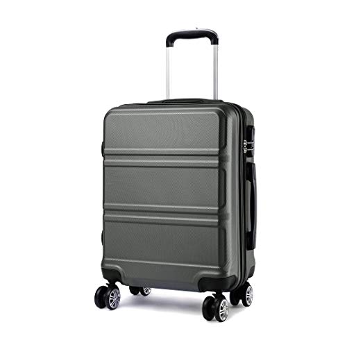 Kono Bagaglio a Mano Valigia Materiale ABS Leggero e Resistente con 4 Ruote Rotanti 55 cm, 37L (Grigio)