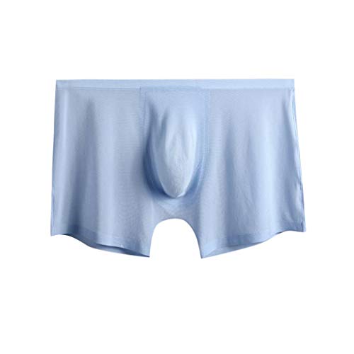 SamMoSon_Donna Mutandine estive da Uomo Sexy Mutande di Seta di Ghiaccio a Maglia fine Slip Boxer Traspirante (Blu, XXL)